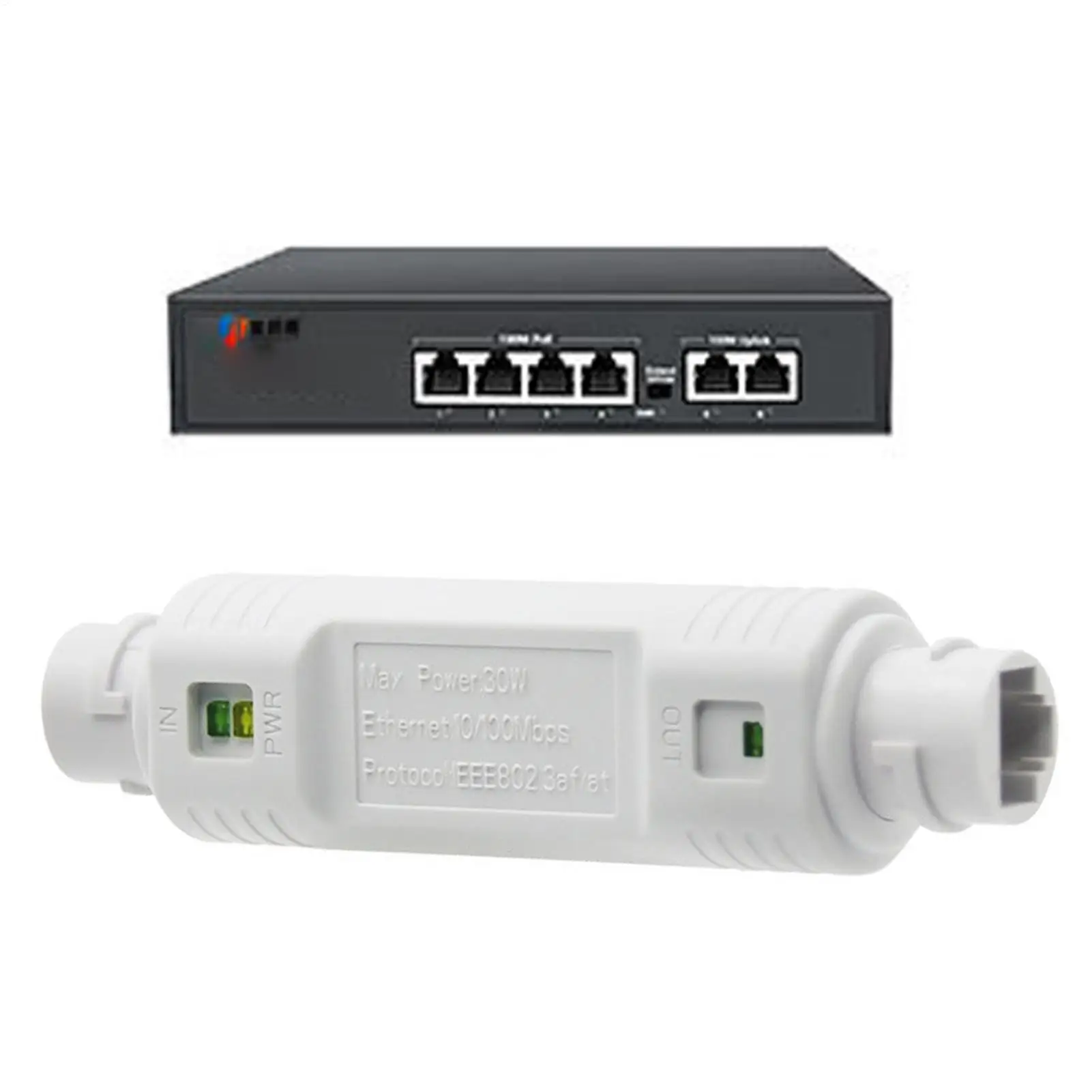 PoE Extender Waterproof Outdoor Ethernet Signal Repeater 48V 10/100Mbps Network Accessories For IP Cameras, Security Systems