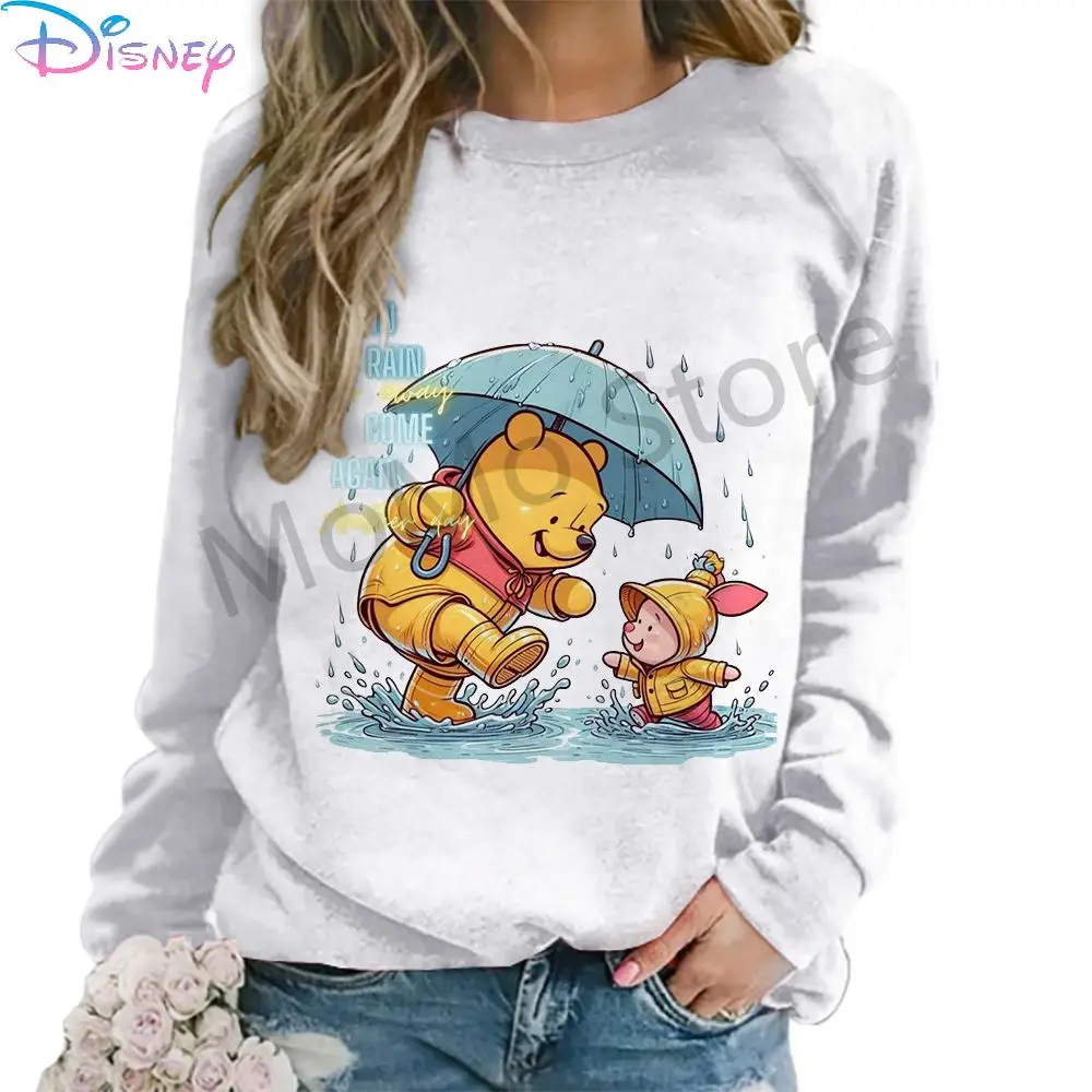 Women\'s Long Sleeve Sweatshirts O Neck Disney Winnie The Pooh Autumn Y2k Clothes S-3XL High Quality Streetwear 2024 Fashion New