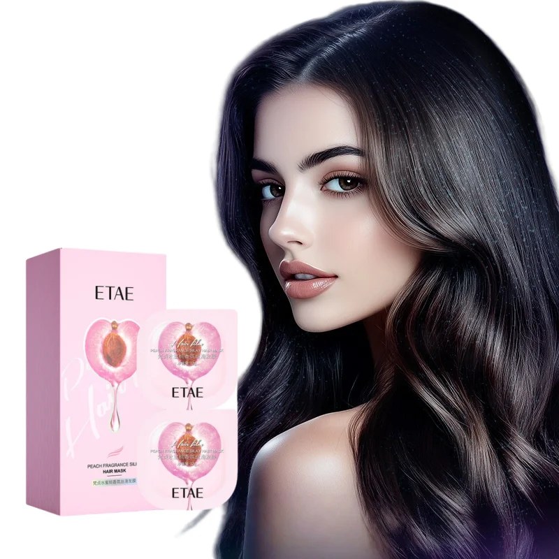 12g X 6 Pieces - Peach Color-Protecting Hair Mask, Containing Peach Essence, with a Delicate and Soft Texture, Has a Pleasant Fragrance, Easily Melts into the Hair, Gently Cares for the Hair, Leaving It Silky Smooth and Easy to Comb Without Tangling. Individually Packaged, Easy to Carry.