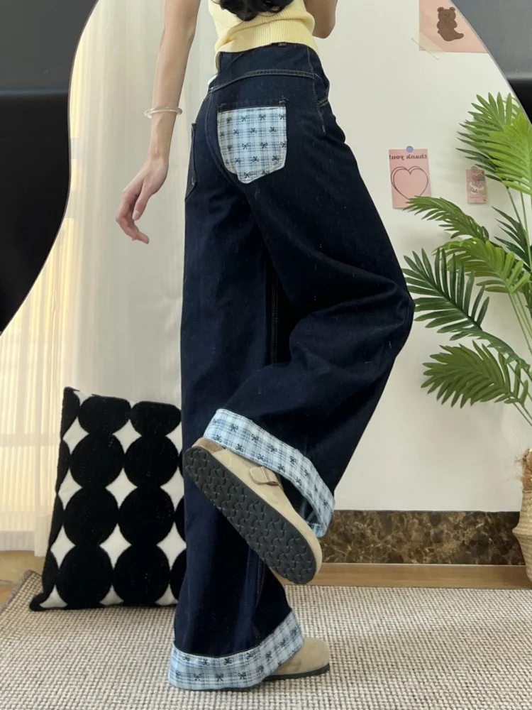 plus Size Fce Lined Thi Denim Jeans High Waist Wide Leg Casual Sle Women's Autumn Winter plus Size Pear aped Loose F...