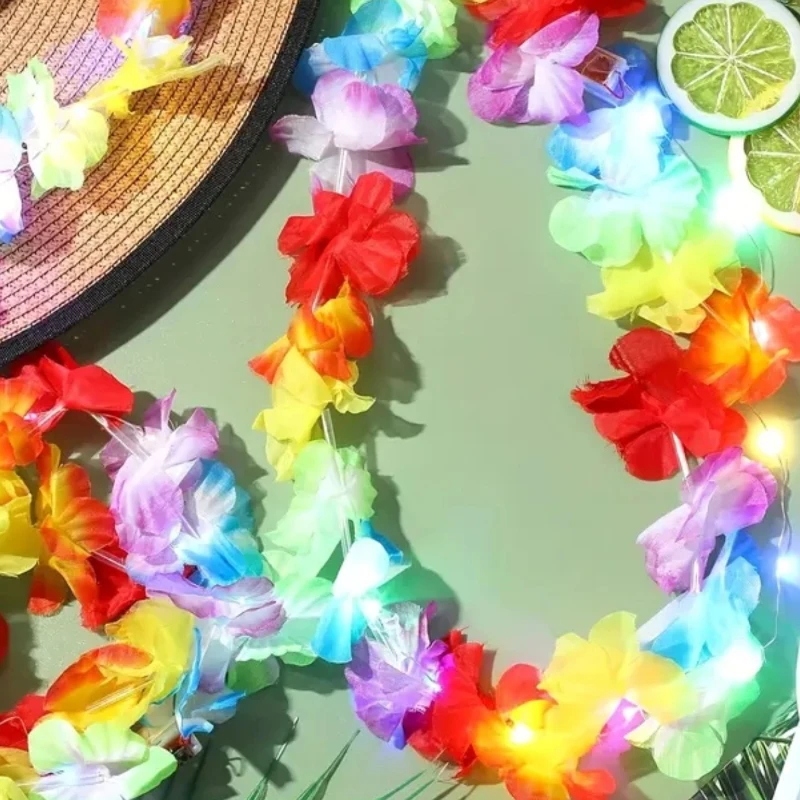 كرنفال حفلة عيد الميلاد ديكور الهالوين LED هاواي ليس زهرة إكليل توهج قلادة توهج في الظلام لحفل زفاف عيد ميلاد