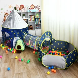 Tienda de campaña portátil para niños, parque Infantil, cohete, nave espacial, PISCINA DE BOLAS, Tipi Infantil, 3 unidades por juego