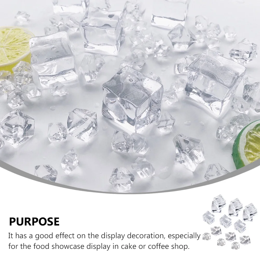 

100pcs Fake Ice Cubes Acrylic Artificial Ice Blocks Realistic Simulation For Photography Props Home Bar Decoration Reusable
