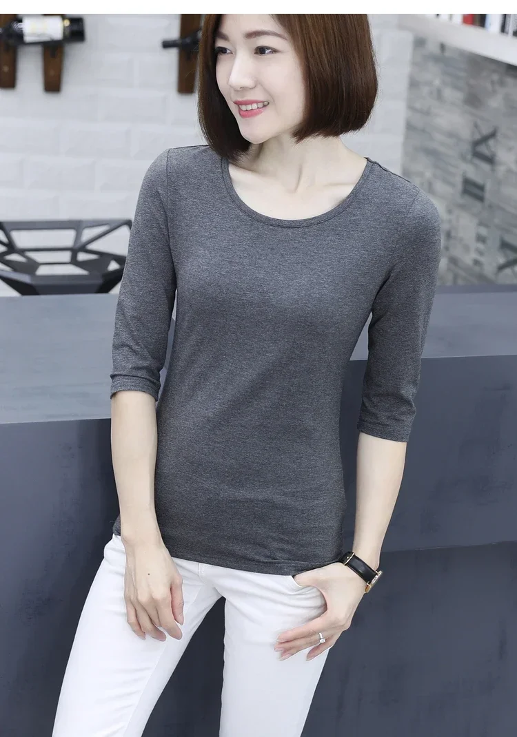 Cultivate one's morality render unlined upper garment of 7 minutes of sleeve T-shirt new womens clothes spring 2023 yards