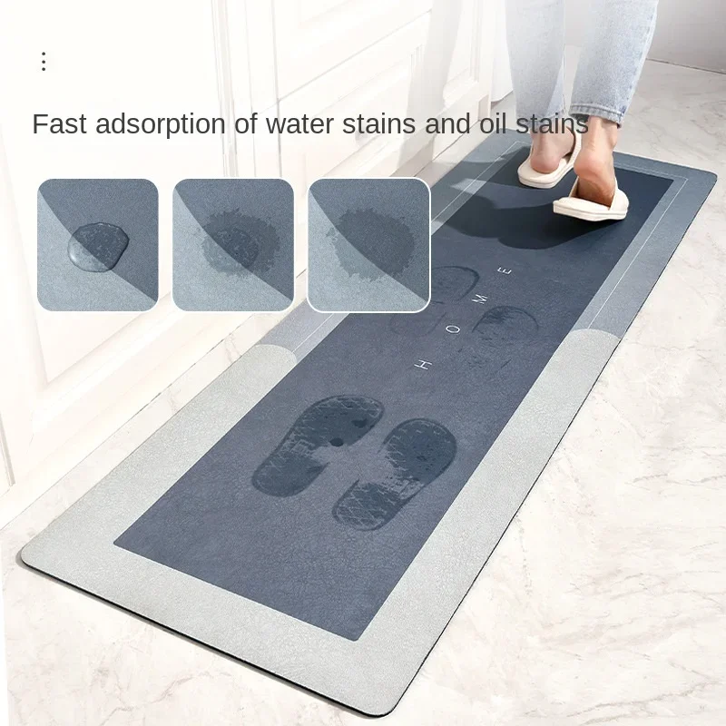 Super Non-slip Kitchen Floor Mats Diatomite Long Carpet Absorbent Oil-absorbent Bathroom Mats Non-slip Foot Mats Floor Mats