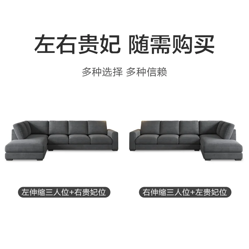 Fabric sofa folding dual-purpose small apartment modern simple living room furniture solid wood frame removable and washable