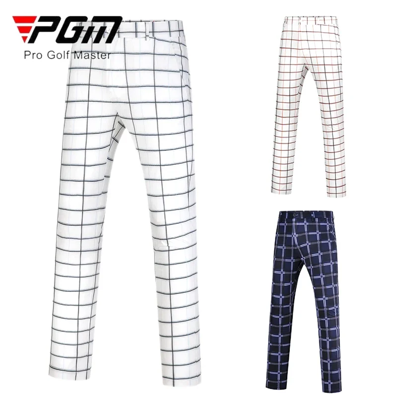 PGM Men Golf Pants Male Waterproof Fast Dry Trousers Men Breathable Plaid Sports Pants Elastic Casual Golf Sweatpants XXS-XXXL