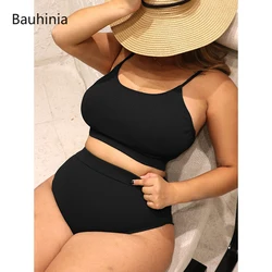 Bauhinia High Waist Swimwear Plus Size Women Swimsuit Sexy Push Up Micro Bikinis 2022 New Ribbed Bathing Suit Beachwear Set