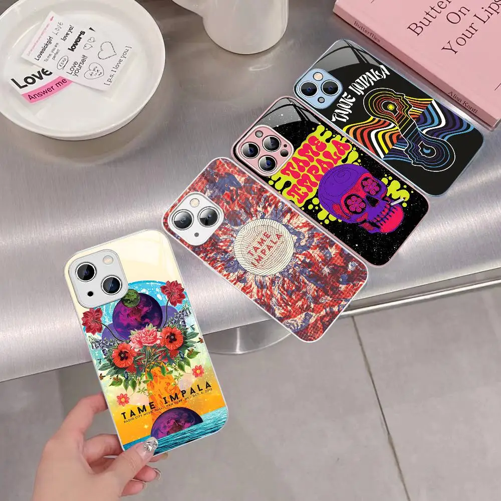 

Vintage Band T-tame I-impala Phone Case Tempered Glass For Iphone 14 13 12 11 Pro Mini XS MAX 14Plus X XS XR Cover