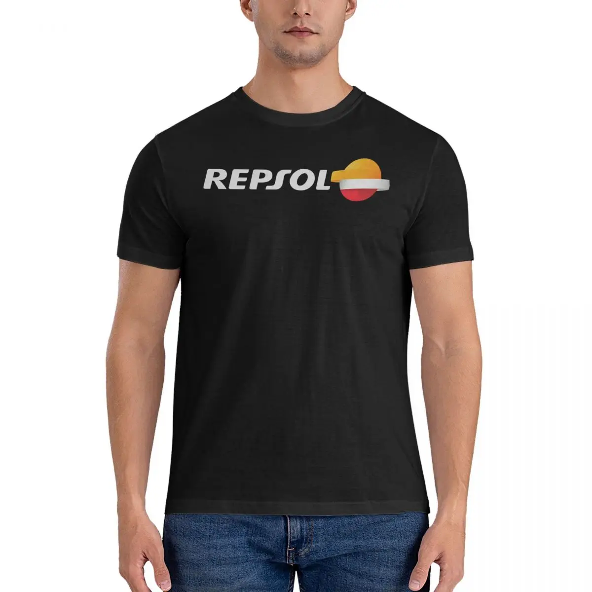 Repsol-Simbolo T Shirts for Men Pure Cotton Funny T-Shirts Crewneck Repsol Tees Short Sleeve Tops 4XL 5XL 6XL