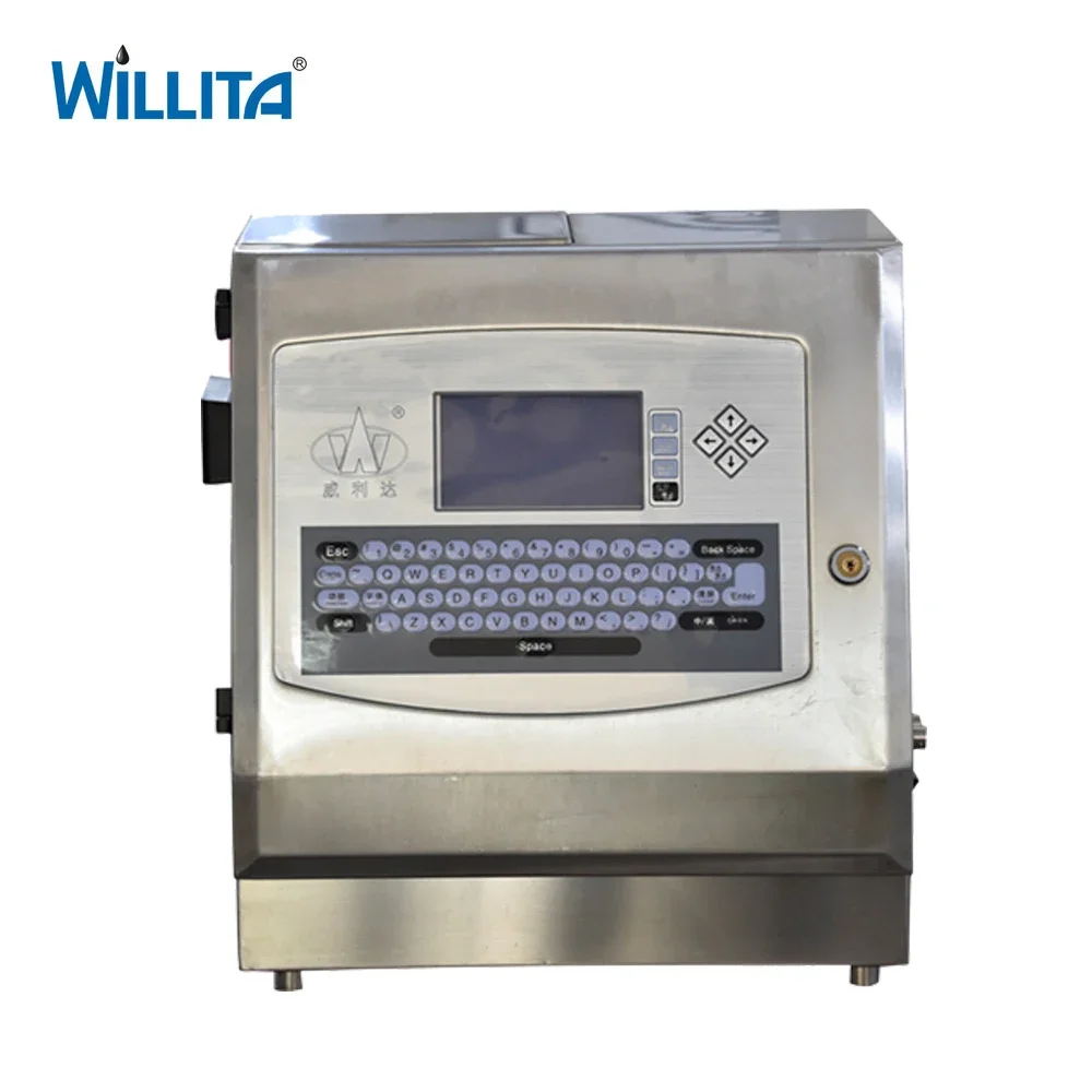 WILLITA Automatic Industrial CIJ Continue Inkjet Printer Online Printer for Code Number Date Plastic Pipe Bottle PVC ID Card