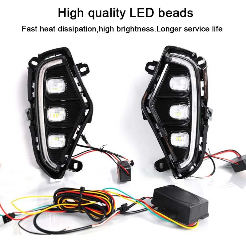 2PCS Front Fog Light Daytime Running Lamp DRL LED Light Two Tone Bright Light For Toyota RAV4 2020-2025 Turn Signal Day Light