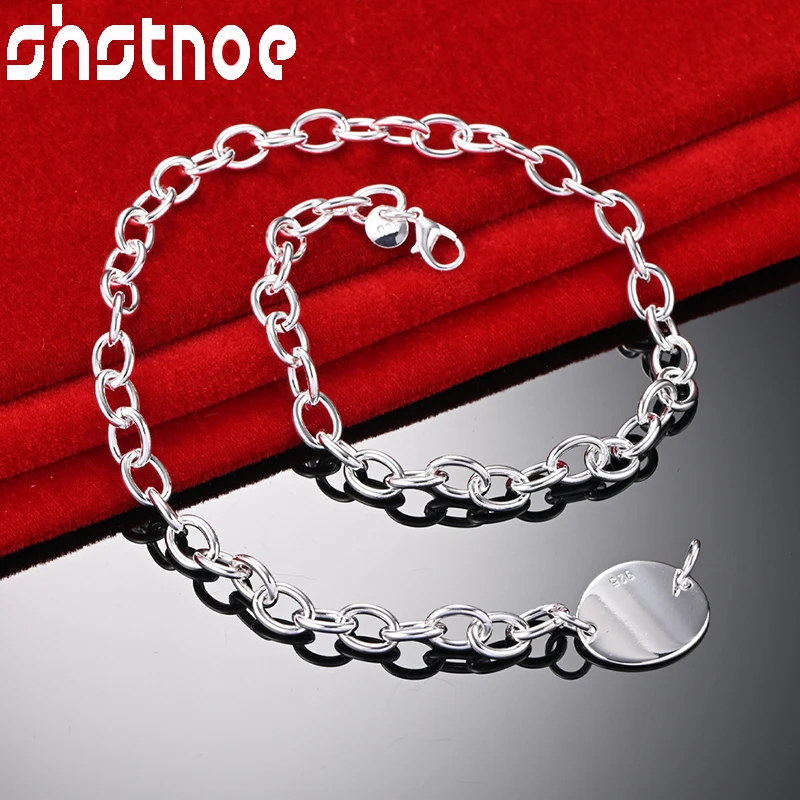 

SHSTONE 925 Sterling Silver Oval Pendant Chain Necklace For Women Birthday Party Engagement Wedding Christmas Fashion Jewelry