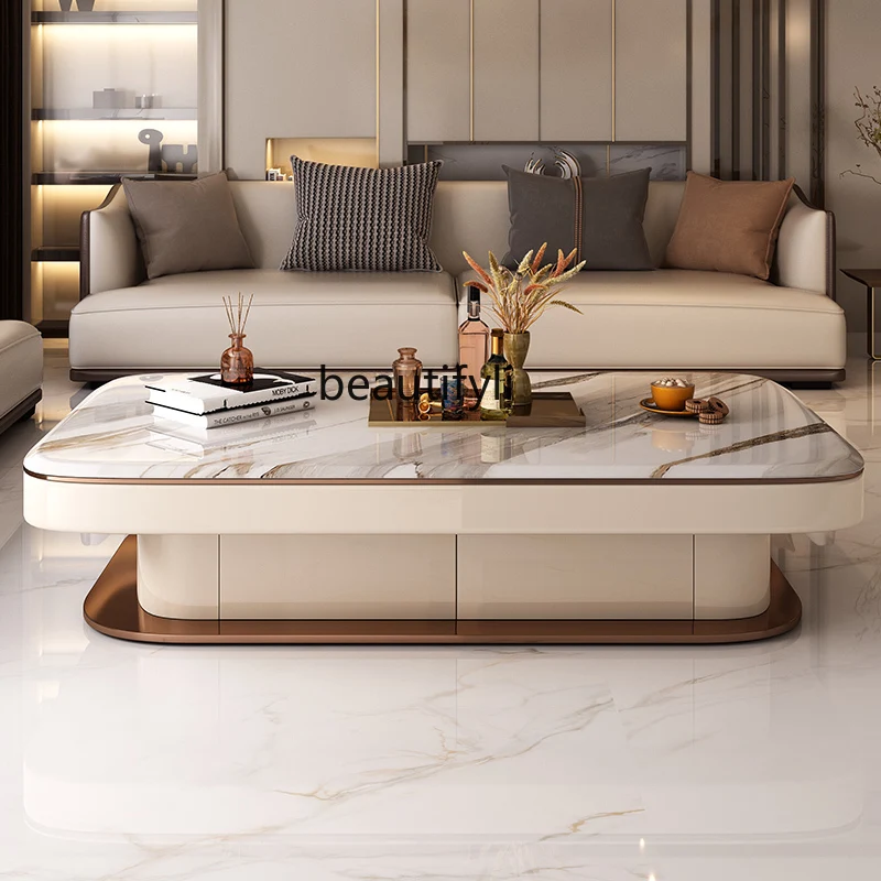 

Coffee table living room household high-end marble storage tea table light luxury high-end small apartment