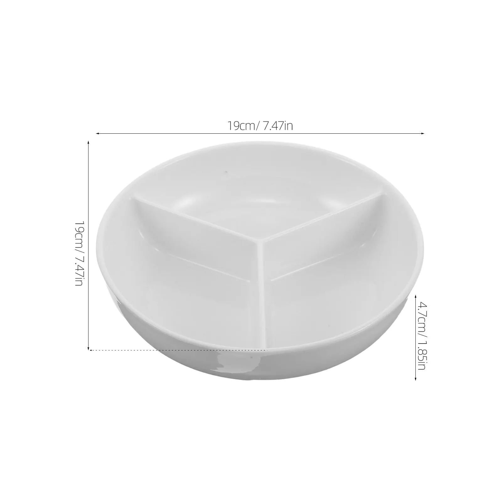 White Ceramic Breakfast Bowl 3 Section Japanese Soup Bowl Portion Control Plate Microwave Safe Snack Serving Dish Yogurt Parfait