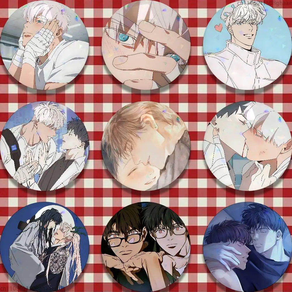 

Popular Korean Comics Mignon Tinplate Enamel Pins Creativity Printed Pictures Text Metal Lapel Badges Brooches