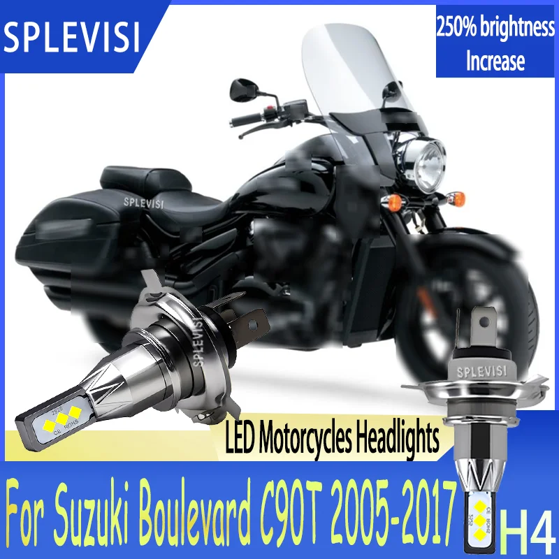 

1/2pcs H4/9003 LED Bulb for Most Motorcycle Models Direct Plug in For Suzuki Boulevard C90T 2005 2006 2007 2008 2009 2010-2017