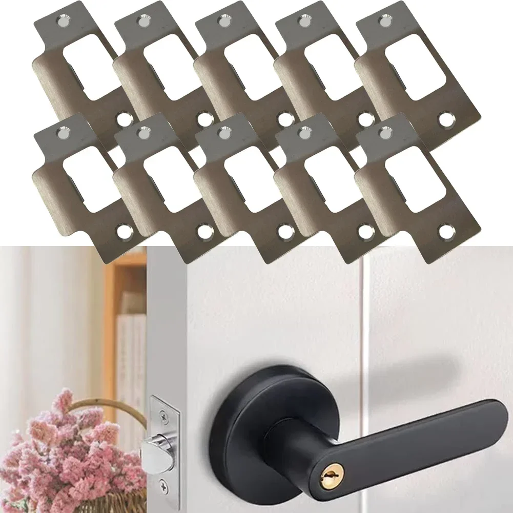 5/10pc Standard Tubular Latch Door Safety Guard Latch Replacement Striker Plate Nickel Plated Bathroom Lock Accessories