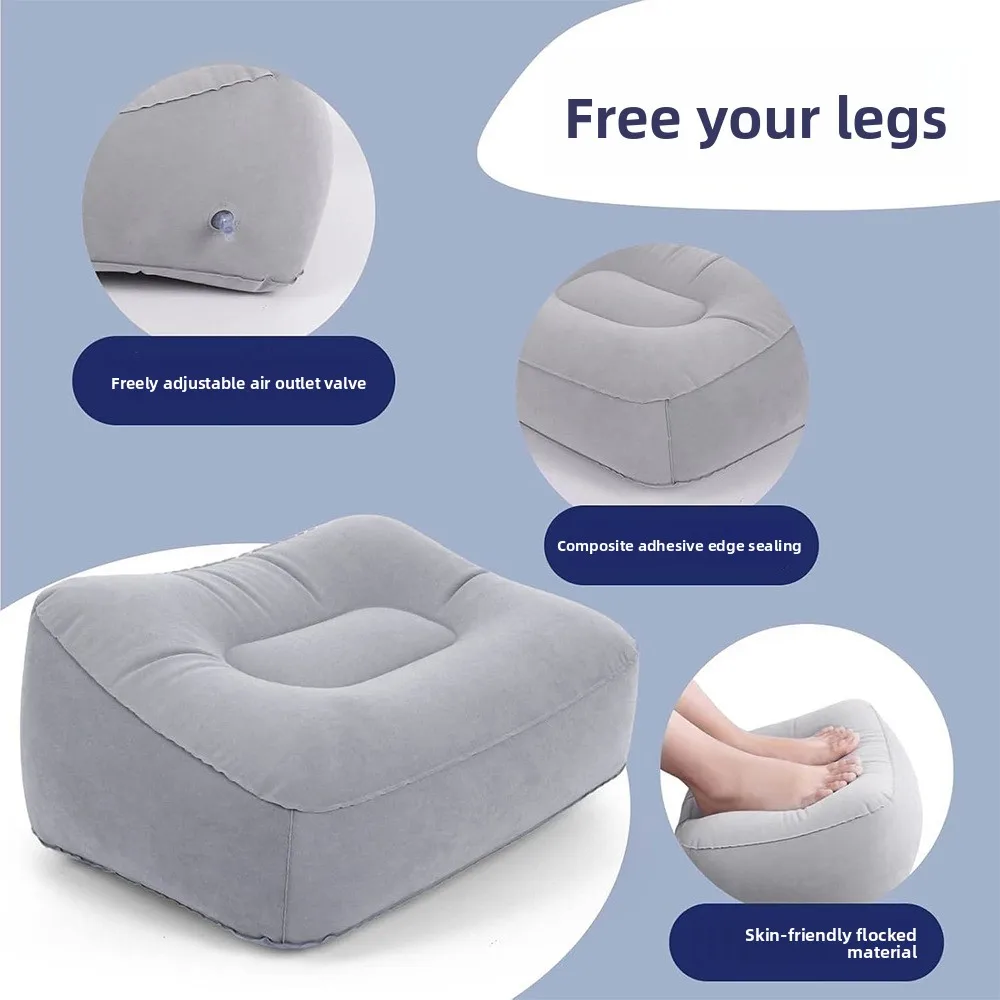 Inflatable Leg Elevation Pillow Flocked Trapezoidal Foot Rest Cushion Knee Relaxation Pressure Relief Leg Pad for Fatigue Relief