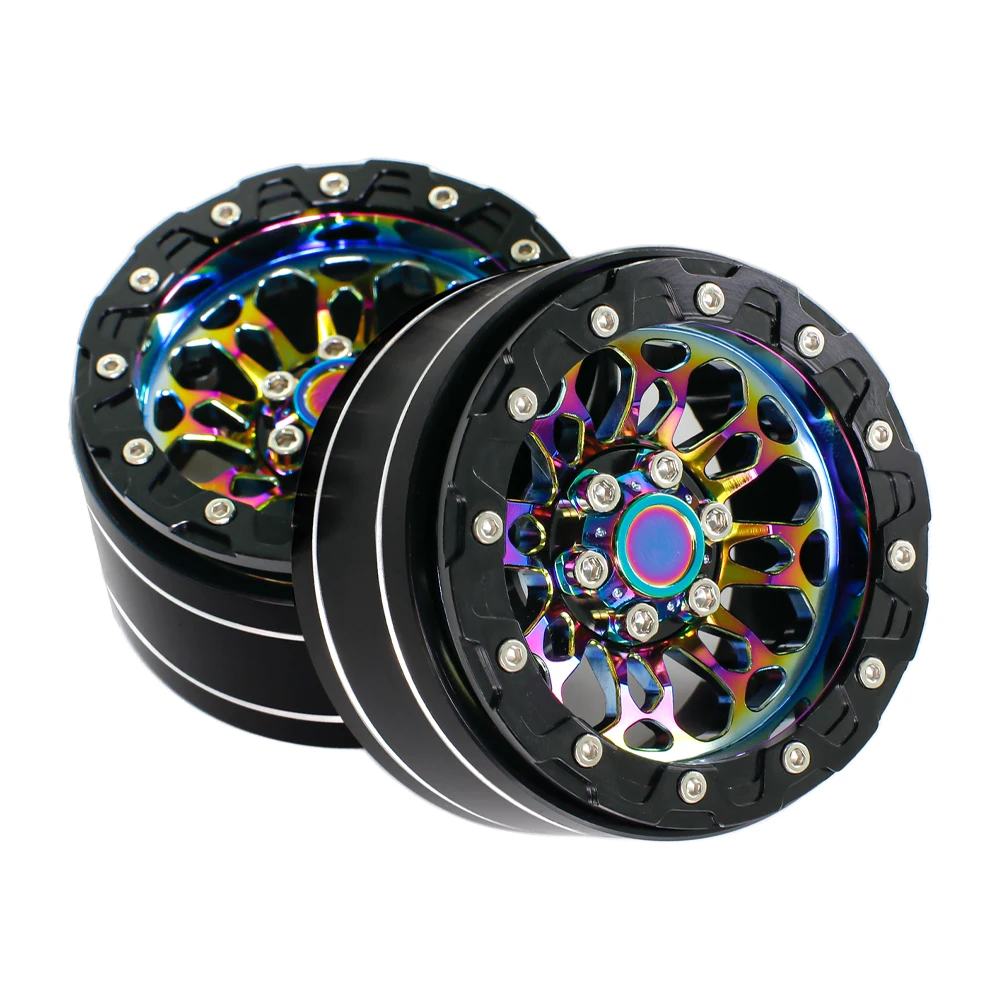 2.2 Colorful Beadlock Wheels & KO2 Tires 4PCS 120mm 12mm Hex For 1/10 RC Crawler TRX-4 Axial SCX10 Off Road RC Car Accessories