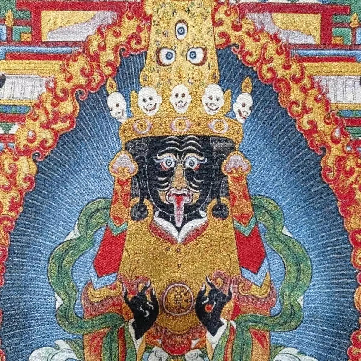 Tibet Tibetan Cloth Silk Zaki Lhamo Wealth Deity Thangka Tangka Embroidery Painting