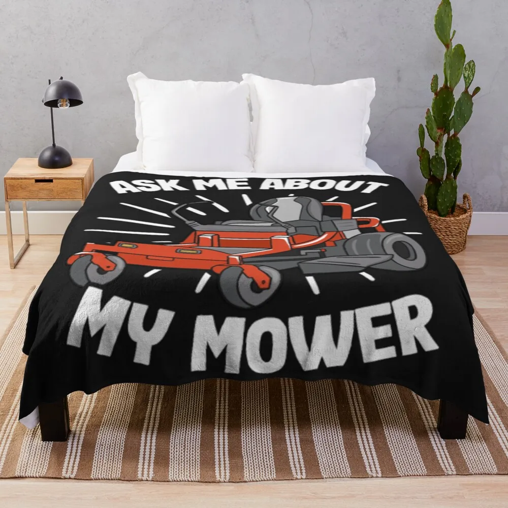 

Mower Lawn Mowing Gardening Throw Blanket Multi Use Warm Blanket for Living Room Bedroom