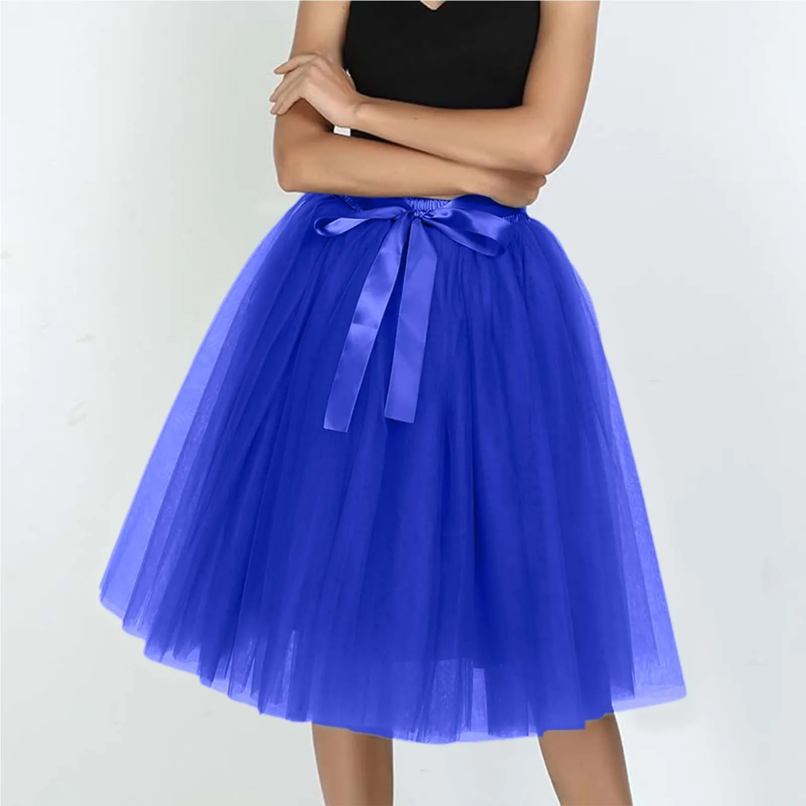 Women's Skirt Tutu Adult Lolita Short Petticoat Solid Color Pleated Midi Skirt For Dressy Occasions Stage Performance Dress