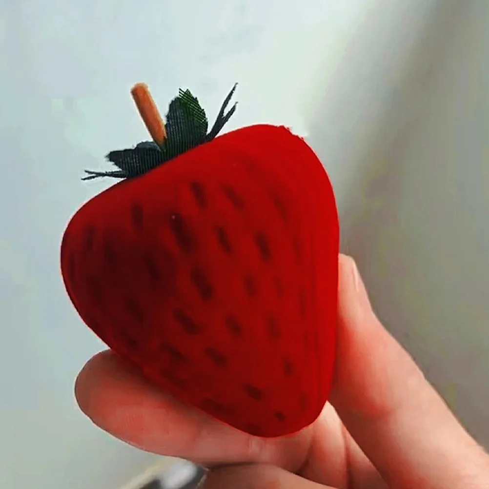 

4pcs Strawberry Ring Box Small Engagement Wedding Jewelry Holder Storage Case For Proposal Valentine Gift Organizer Container