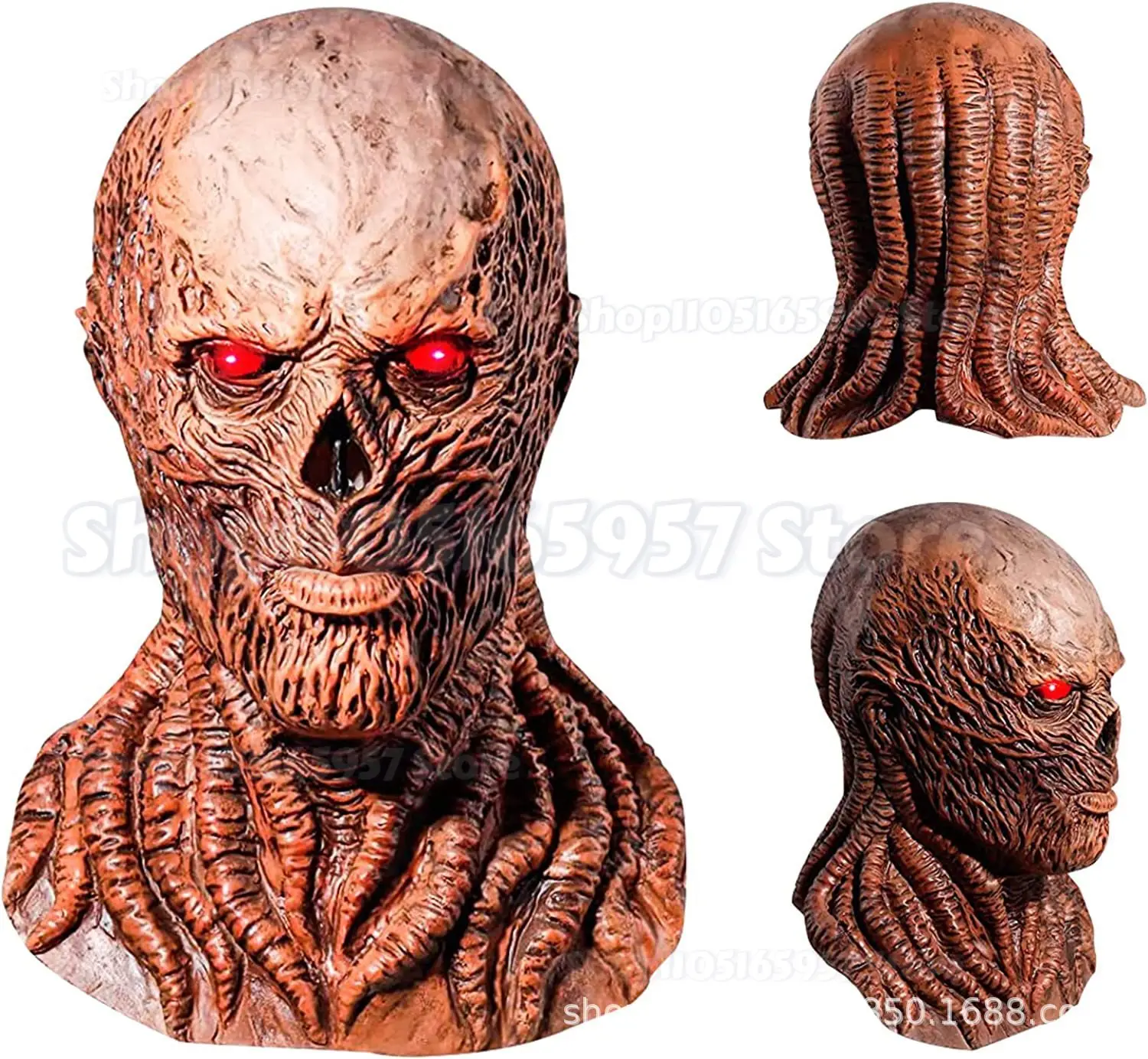 

2026 Vecna Cosplay Mask Adult Horror Latex Full Head Helmet with LED Red Eyes Halloween Party Scary Costume