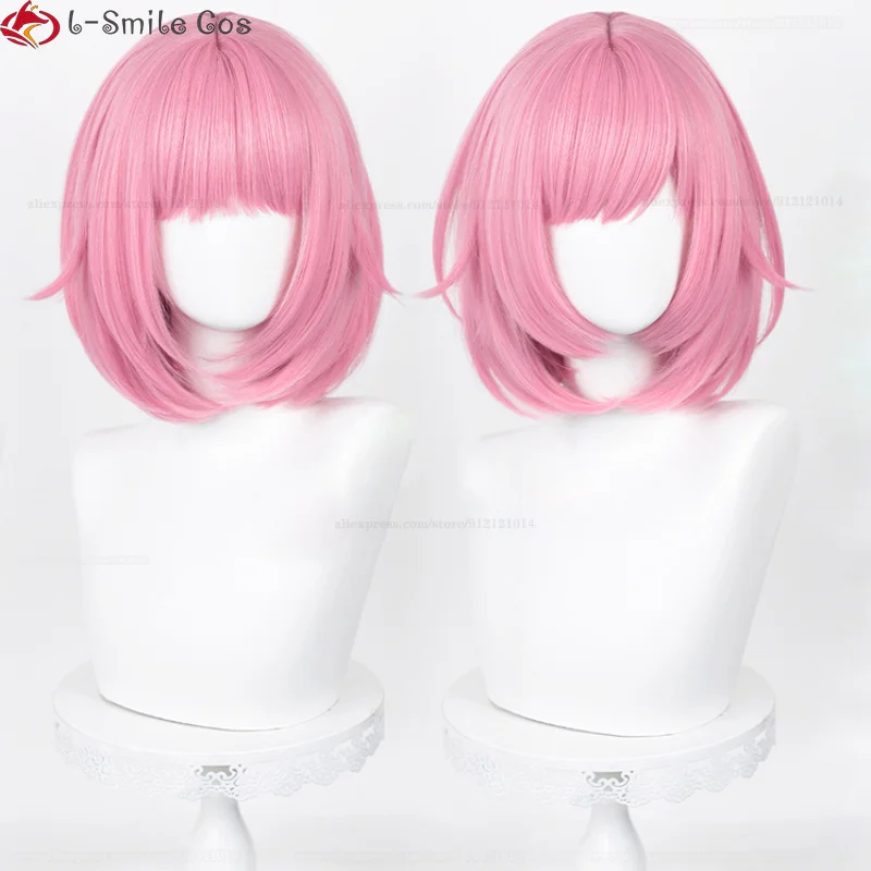 Anime Ootori Emu Cosplay Wig 34cm Short Pink Emu Wigs Heat Resistant Synthetic Hair Women Halloween Party Wigs + Wig Cap