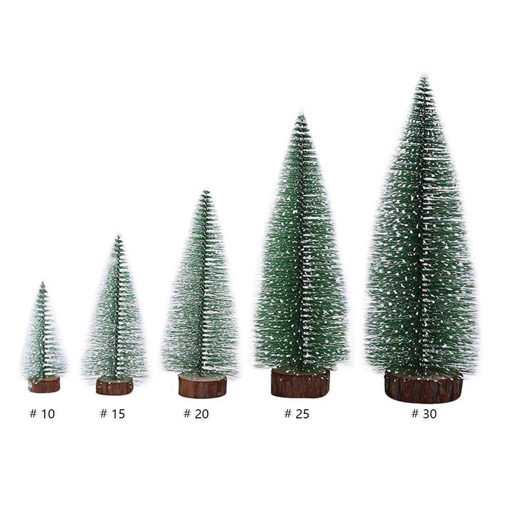 Mini Christmas Tree with Wooden Base White Cedar Christmas Tree Reusable Bottle Brush Trees for Xmas Holiday Party Home Tabletop