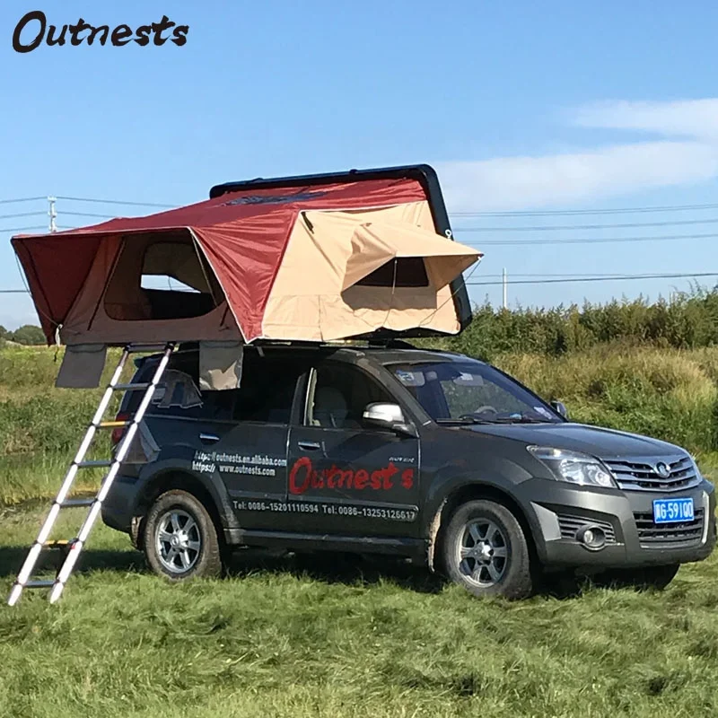 Hot Sale Side Open folding hard shell roof top tent 4x4 off road camping 4 Person roof tents