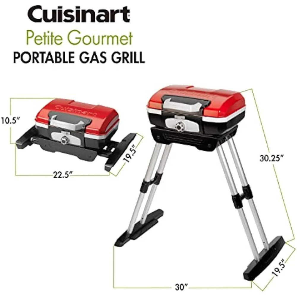 Imagem -02 - Grelhador a Gás Portátil com Versastand Cgg180 Petit Gourmet Red Camping Equipment