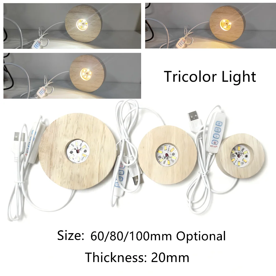 USB-schakelaar Desktop Decoratieve verlichting Dimbaar Houten Kleurrijk Gradiënt Afstandsbediening Lichtbasis Display Licht Ondersteuning Ornament