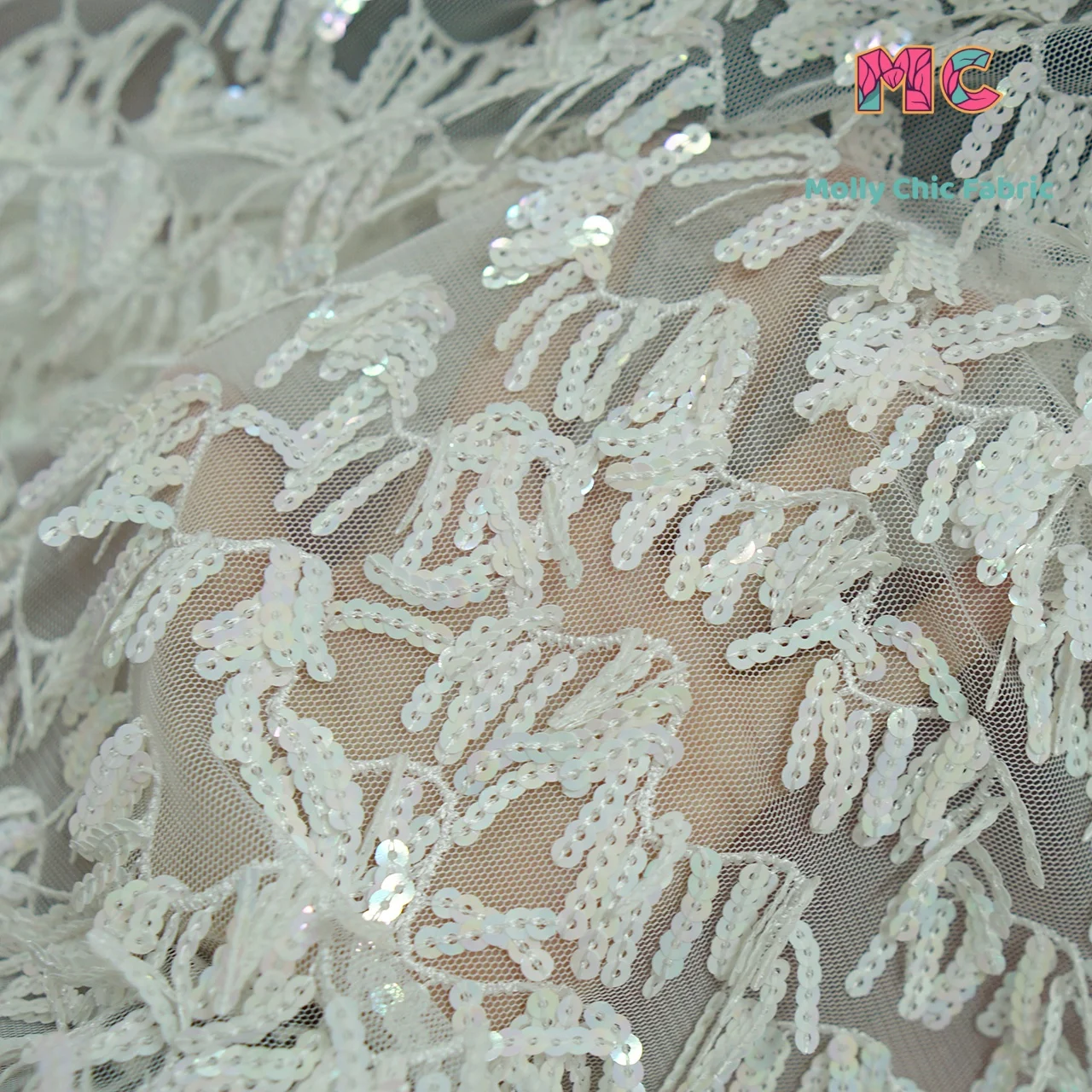 Nova malha em forma de s borla 5mm iridescente lantejoulas bordado tecido costurado dança latina vestido de noite vestido tecidos de casamento para costura