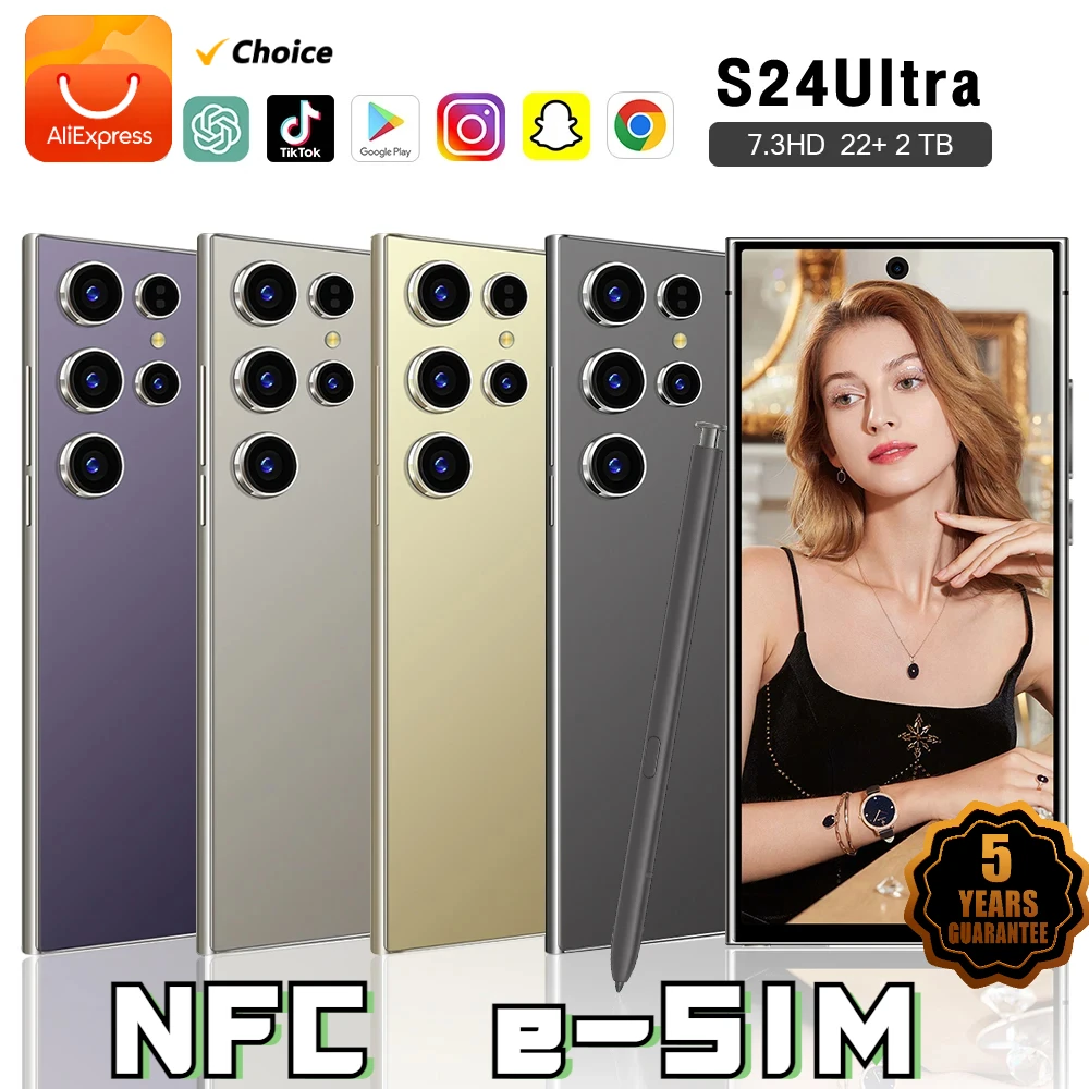 

New S24 Ultra 5G Global Version 16GB+1TB 8000mAh Snapdragon8 Gen3 Face ID Fingerprint Unlock Satellite Calling E-SIM NFC OTG GPS