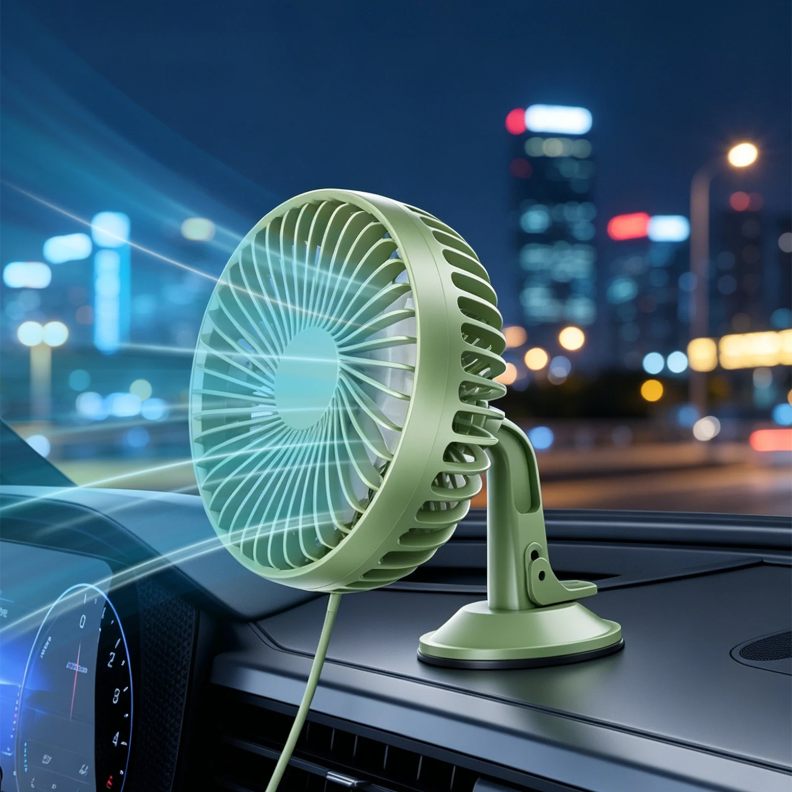 12V/24V Mini Portable Desktop Table Fans 3 Speeds Control Car Dashboard Electric Fan Quiet Operation Multi-Angle Adjustable view 6