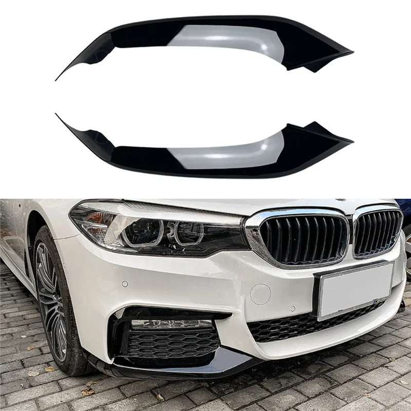 MP Style Bright Black Front Bumper Splitter Spoiler Lip Canards for - 5 Series G30 G31 525I 530I 2018-2020