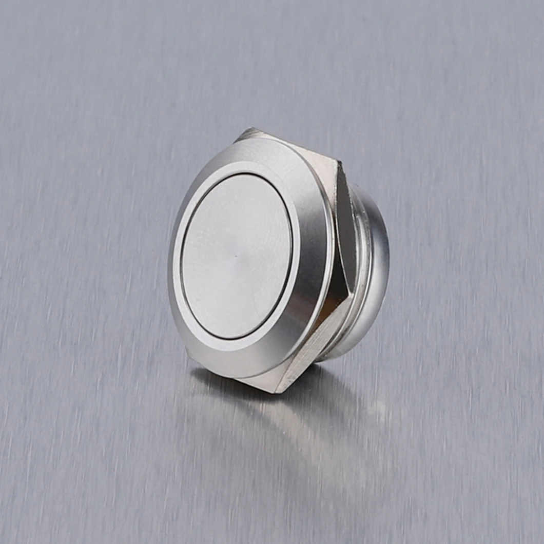 ABILKEEN 19MM Silver Color Metal Push Button Switch 1NO Ultra-Thin Type Push Button IP65 Waterproof Momentary Push Button 2Pin