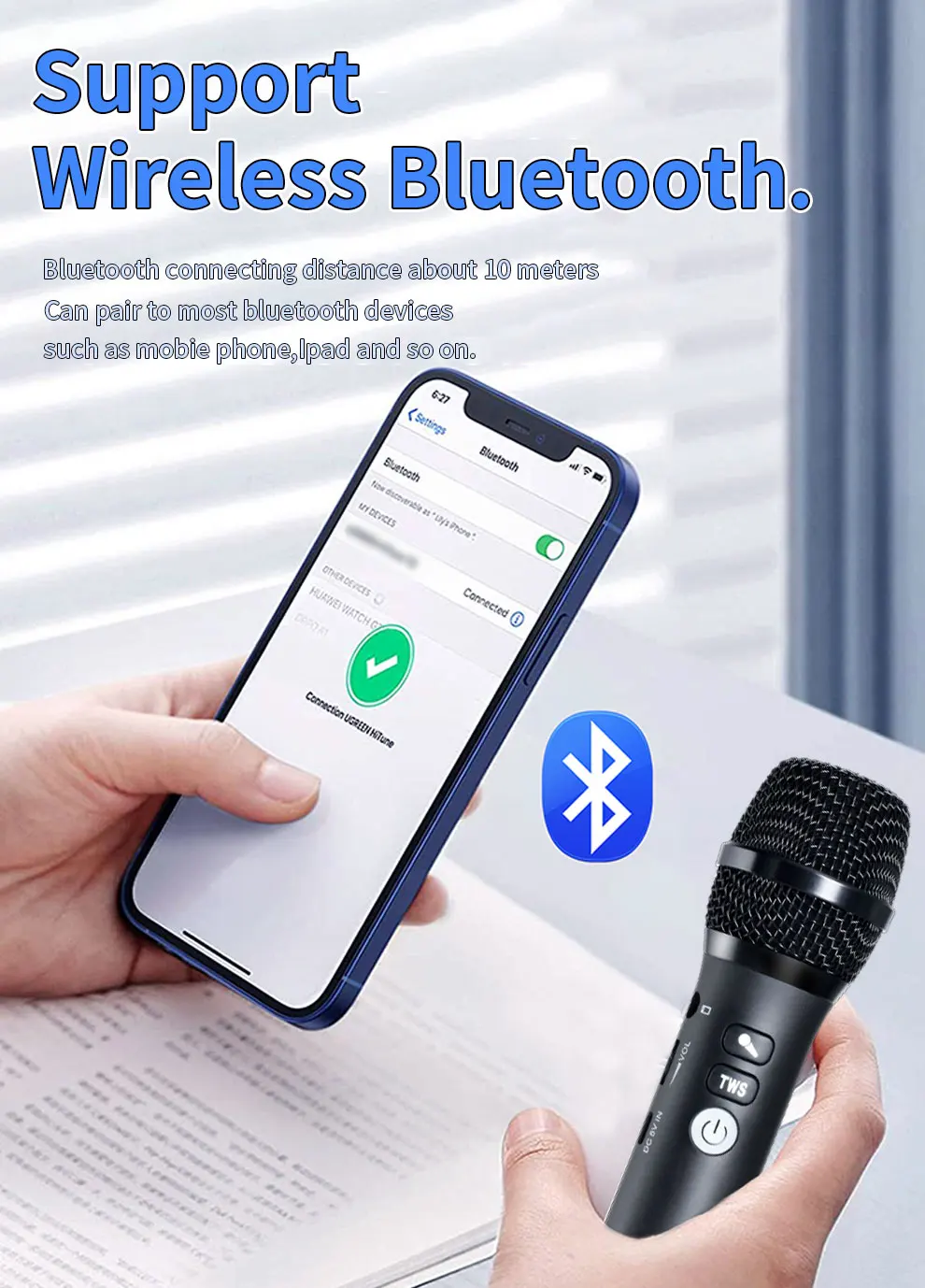 20 W 1 Stück 21 cm TWS Karaoke-Mikrofon Bluetooth 5.3 für Kinder/Erwachsene Geschenk Home Party Karaoke Wireless Duet Mic tragbarer Lautsprecher – Detail 2