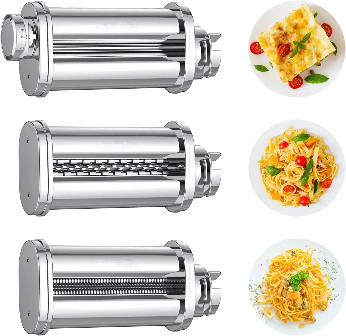1/3 piezas de accesorio para pasta de acero inoxidable para Bosch MUM serie 5, cortador de espaguetis y cortador de fettuccine para Bosch MUM58720
