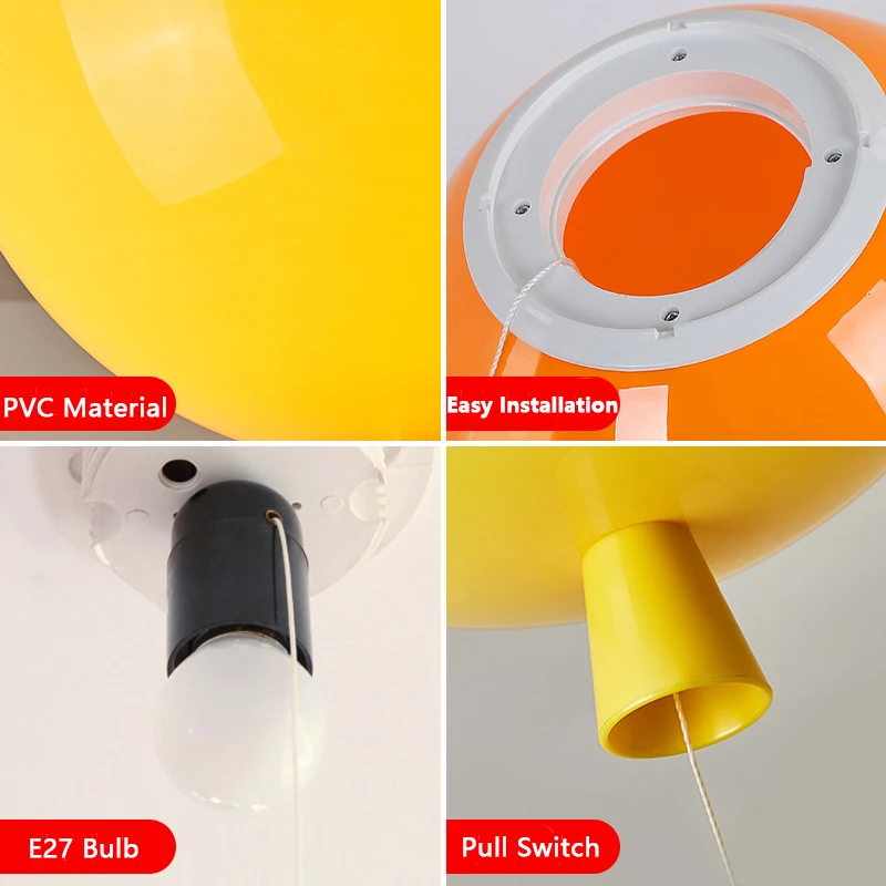 Imagem -06 - Luzes de Teto Balão Criativas para Quarto de Criança Material Pvc Superfície Polida Decoração do Quarto Infantil E27 com Interruptor