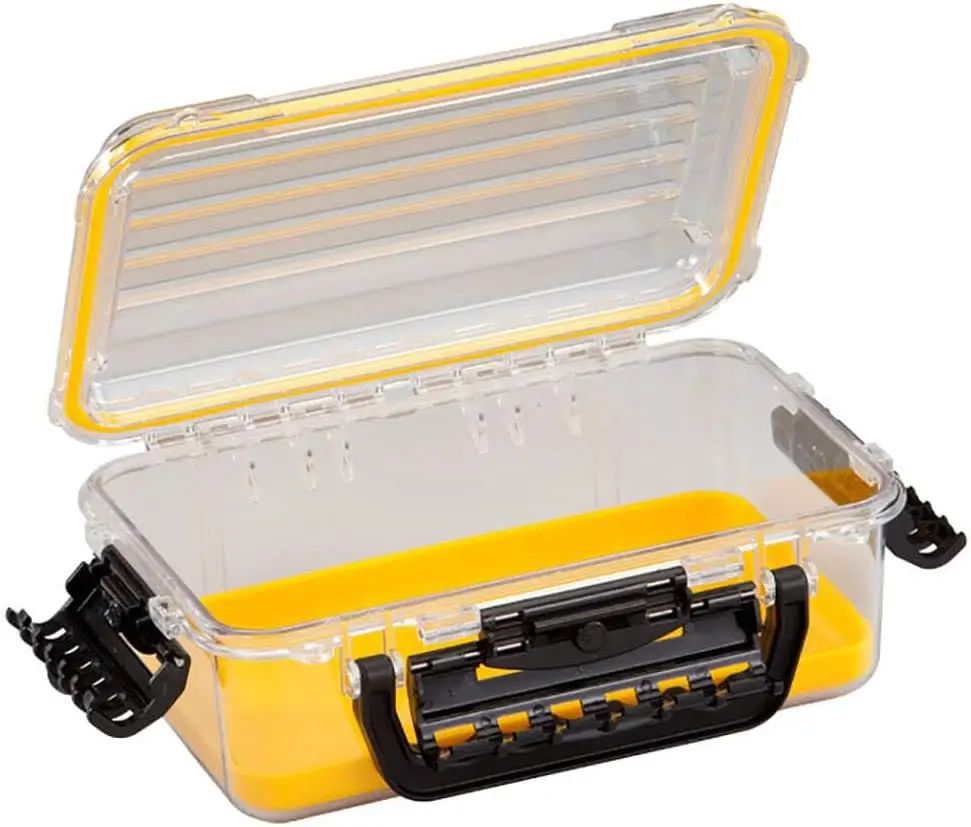 

Waterproof Storage Box with Wrist Strap for Outdoor Gear, Medium Size 11"L x 7"W x 4"H, Clear/Yellow
