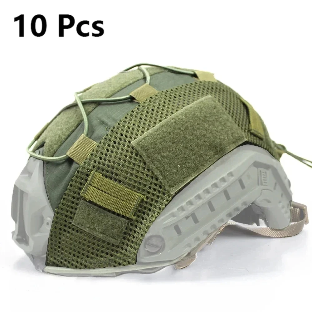 10Pcs Militar Helmet Cover for Fast MH PJ BJ OPS-Core Helmet Airsoft Paintball Tactical Helmet Cover camo with Elastic Cord