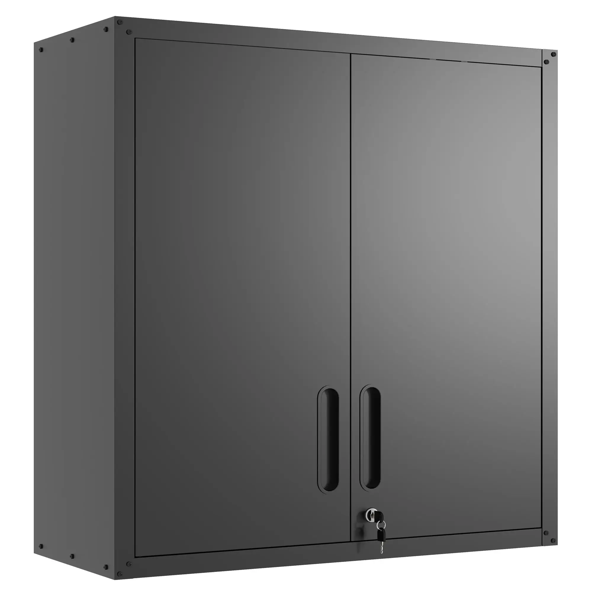 Metal Wall-Mounted Tool Storage Cabinet with 2 Locking Door 1 adjustable Shelf 1 Opened Drawer for Garage Warehouse,Office,Assem
