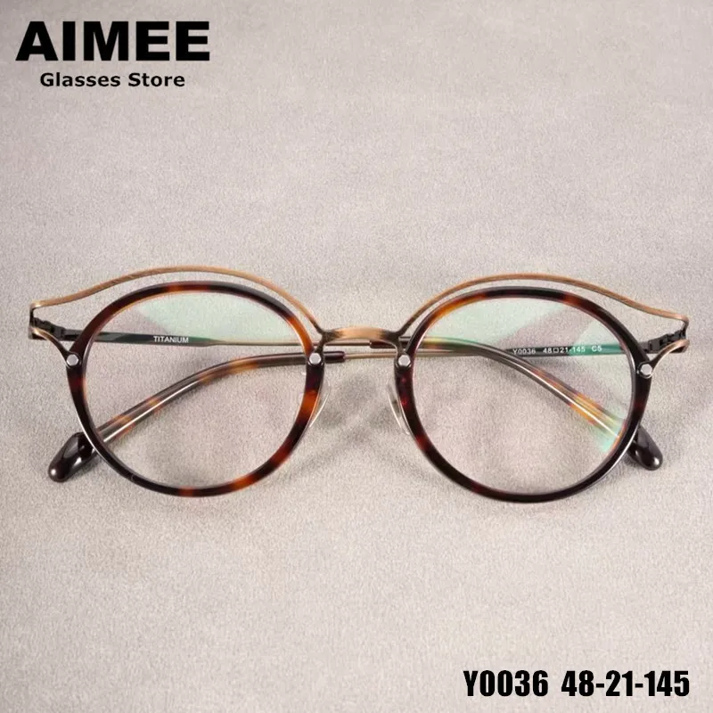 

Японская оправа для очков ручной работы из ацетата титана для мужчин и женщин, винтажные круглые полые очки, дизайнерская сверхлегкая оправа для очков