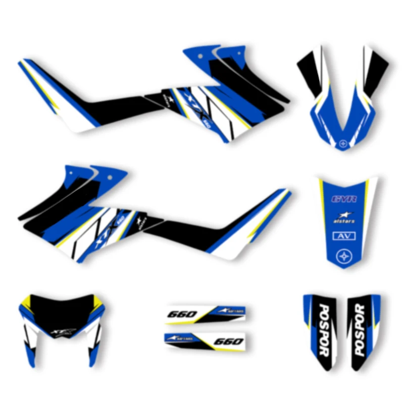 

DSMTECH Custom Motorcycle Graphics Enduro Decals Stickers Kits For YAMAHA XT 660X 2008 2009 2010 2011 2012 2013-2015 001