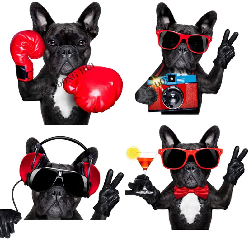 Cool Dog French Bulldog Sticker Pug Leopard Tiger Car Sticker Vinyl PVC Decorative Decal Waterproof Motorcycle Off Road