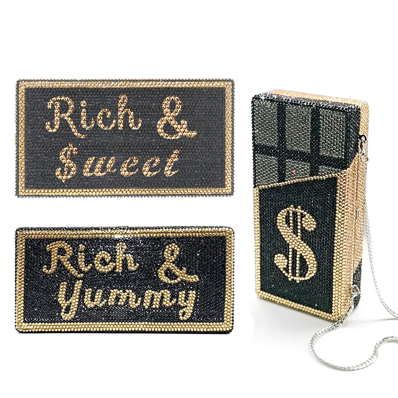 

Top quality Luxury Bridal wedding party purse women evening party rich chocolate diamonds funny full crystal clutches