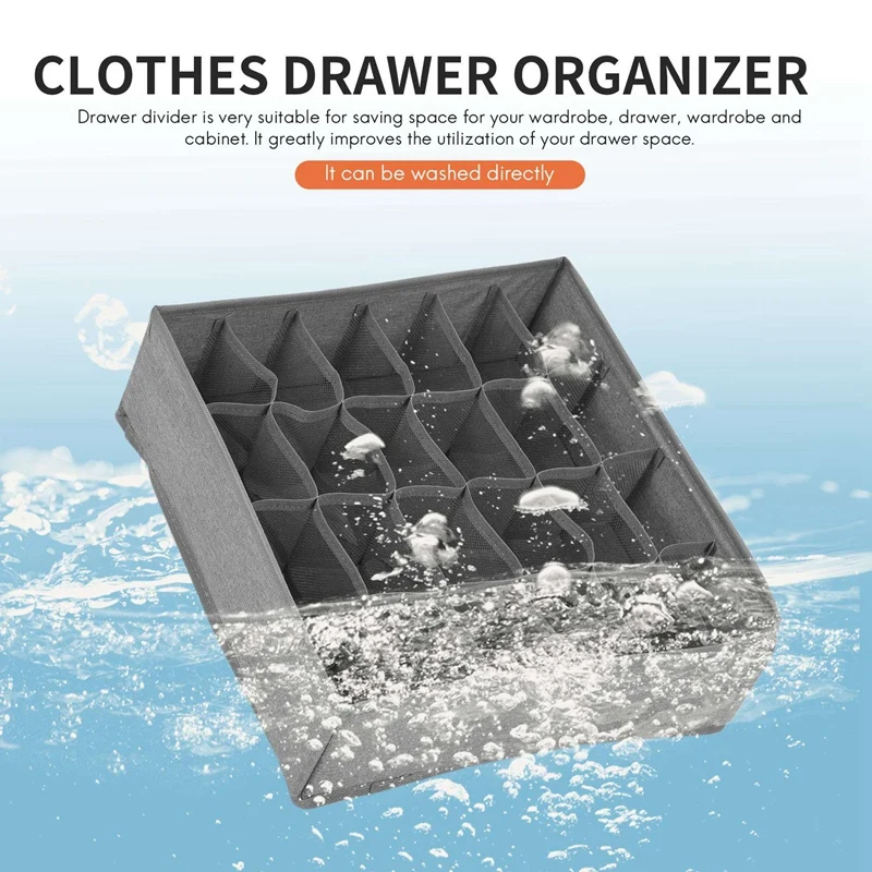 ABWR-2 Pak kloset kaus kaki Organizer laci pembagi, 24 sel dilipat lemari kabinet pengatur kotak penyimpanan pakaian dalam untuk Stor